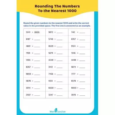 Third grade math worksheet focusing on rounding numbers to estimate differences