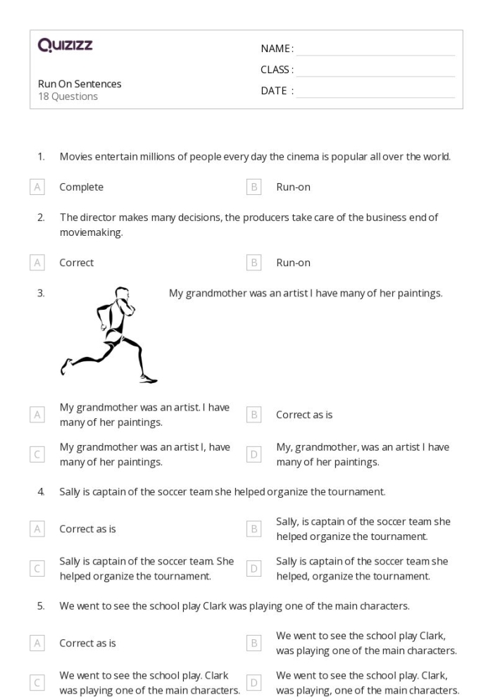 Practice identifying run-on sentences with this engaging worksheet Worksheet for correcting run-on sentences in third grade handwriting