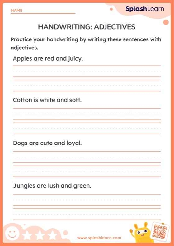 Writing With Adjectives worksheet for enhancing descriptive skills in young writers Worksheet showcasing the impact of sensory adjectives in writing for third graders
