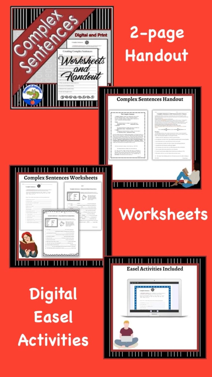 Worksheet showcasing the combination of independent and dependent clauses for third graders