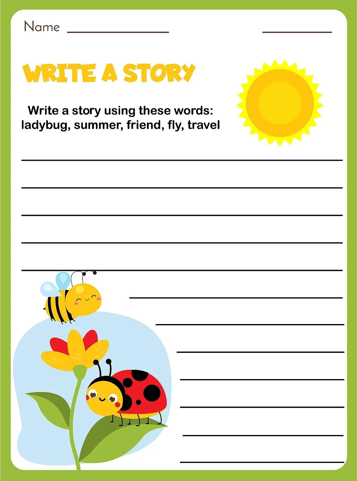 Third grade students completing sentence writing prompts on a grammar worksheet