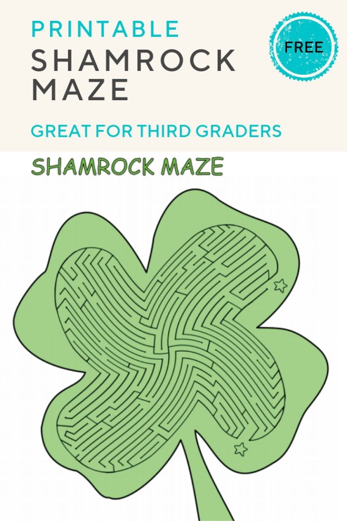 Third grade student navigating a shamrock shaped maze for a St. Patrick's Day science lesson