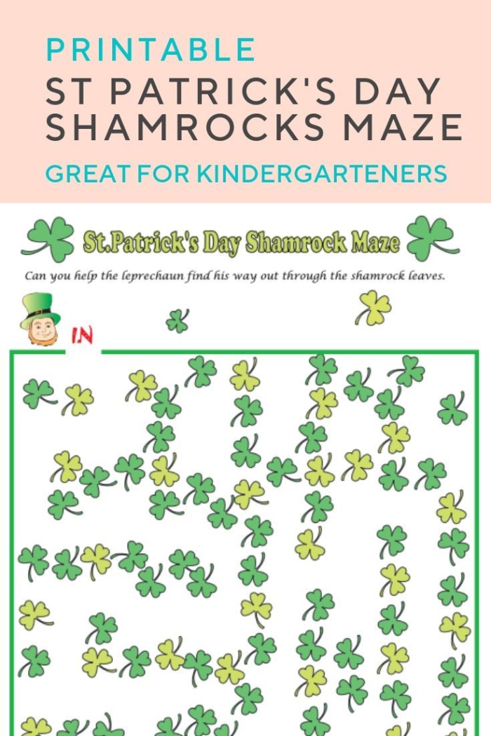 Third grade students navigate a path from start to finish through a green shamrock maze worksheet 21