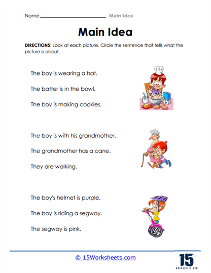 Third grade reading worksheet featuring an informative passage about sharks to help students practice finding the main idea