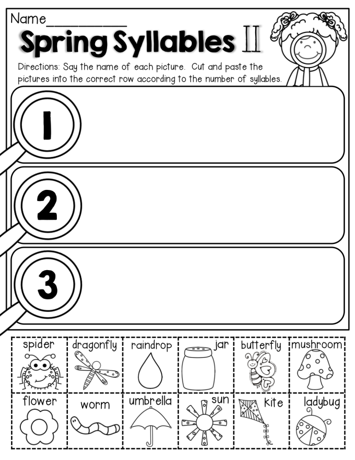 Third grade phonics worksheet showing syllable practice exercises with vowel-consonant-silent e pattern words for students to complete