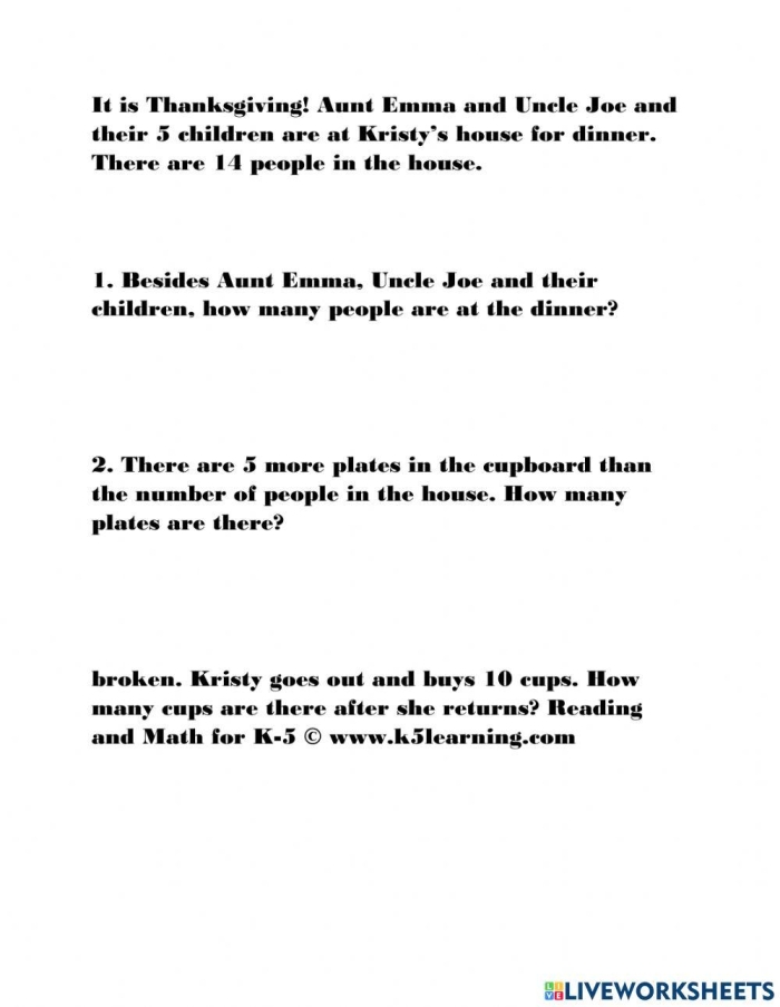 Third grade math students solving silly multiplication word problems on an April Fools' Day worksheet