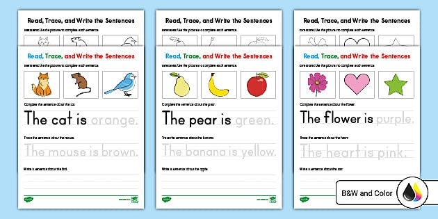 Worksheet for practicing simple sentence construction for third graders