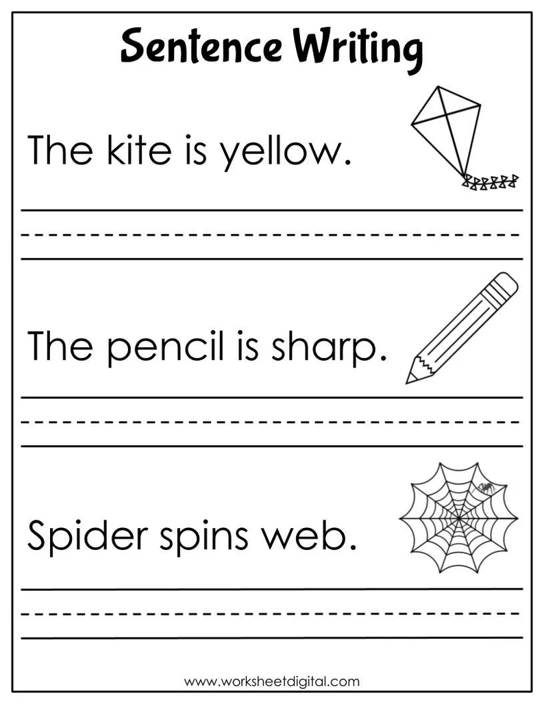 Worksheet for third graders to practice writing simple sentences