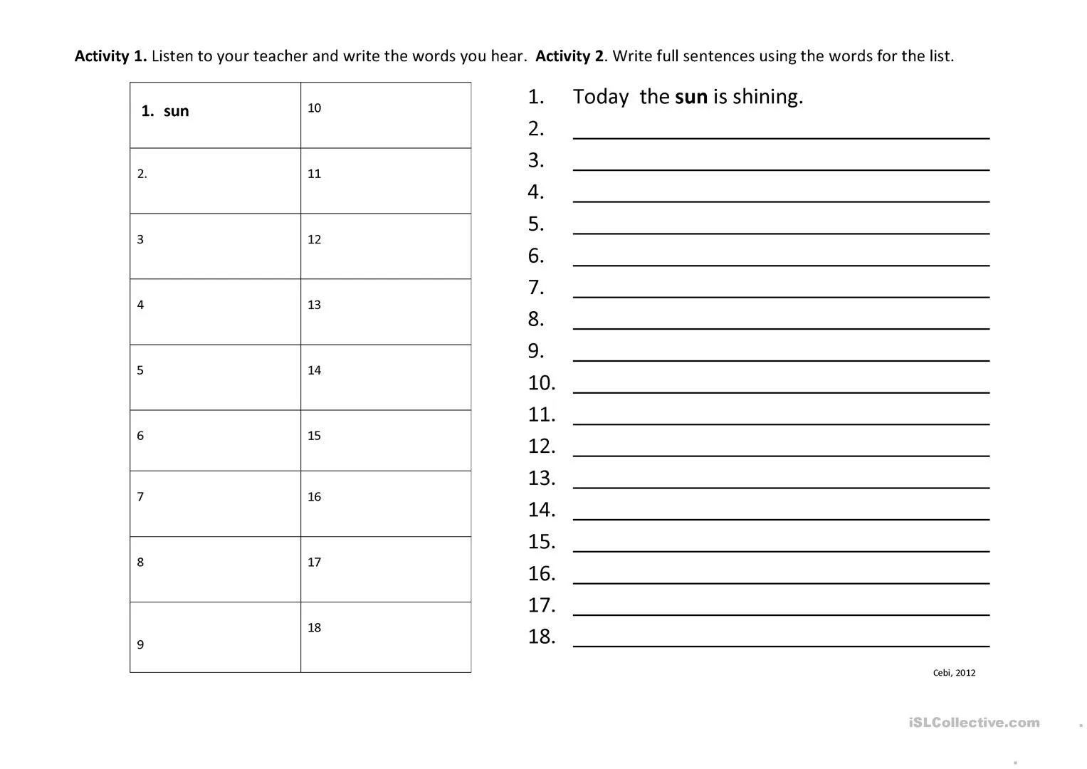 Third grade worksheet for practicing writing simple sentences