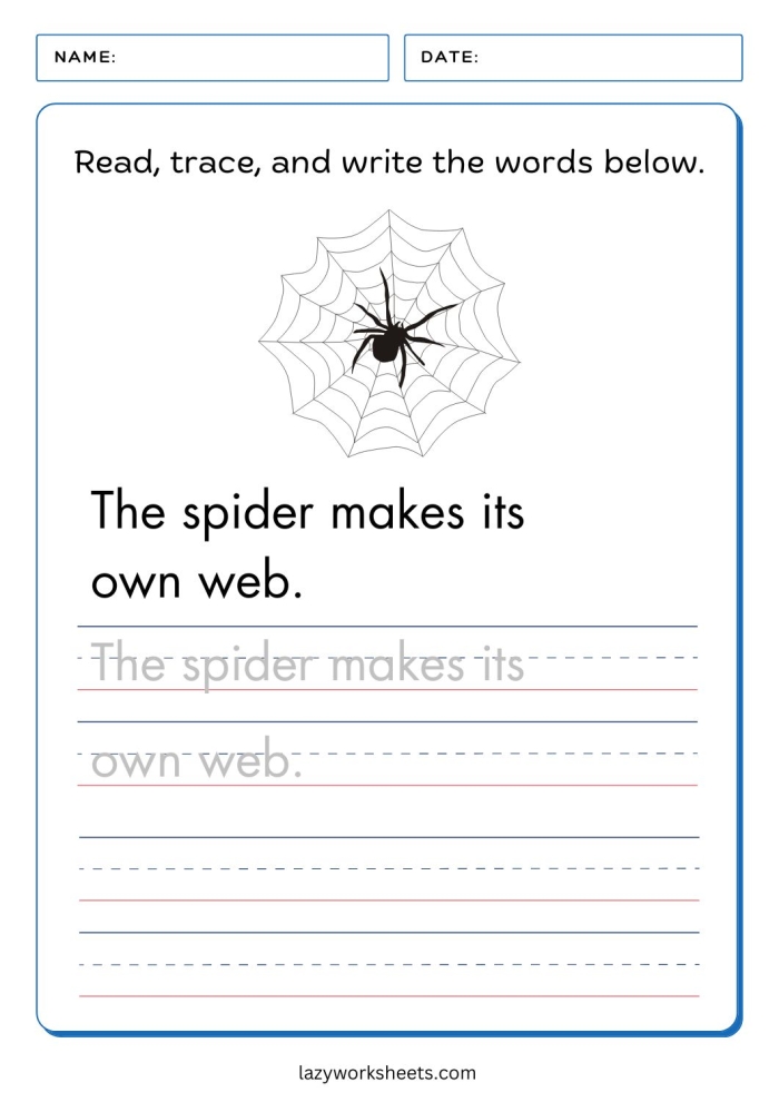 Worksheet for third graders to practice writing simple sentences