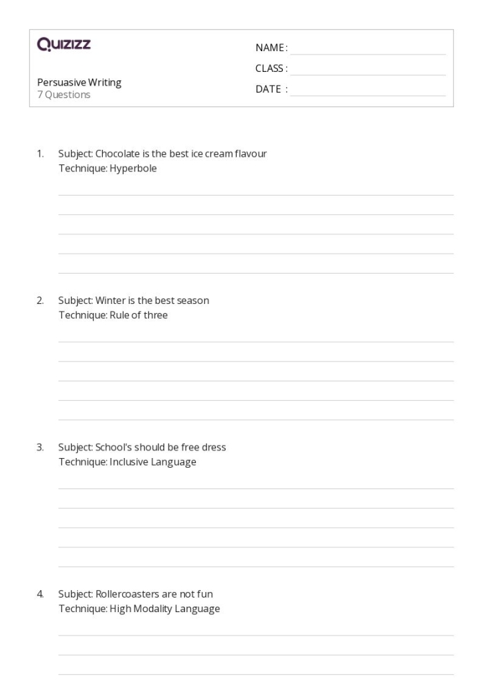 Third grade student worksheet focusing on planning and writing persuasive paragraphs about social media