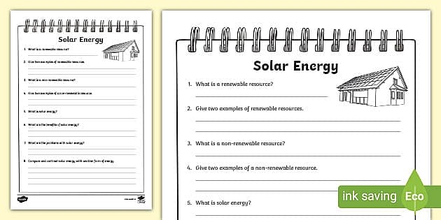 Educational resource on understanding solar energy concepts Worksheet exploring solar energy for third graders