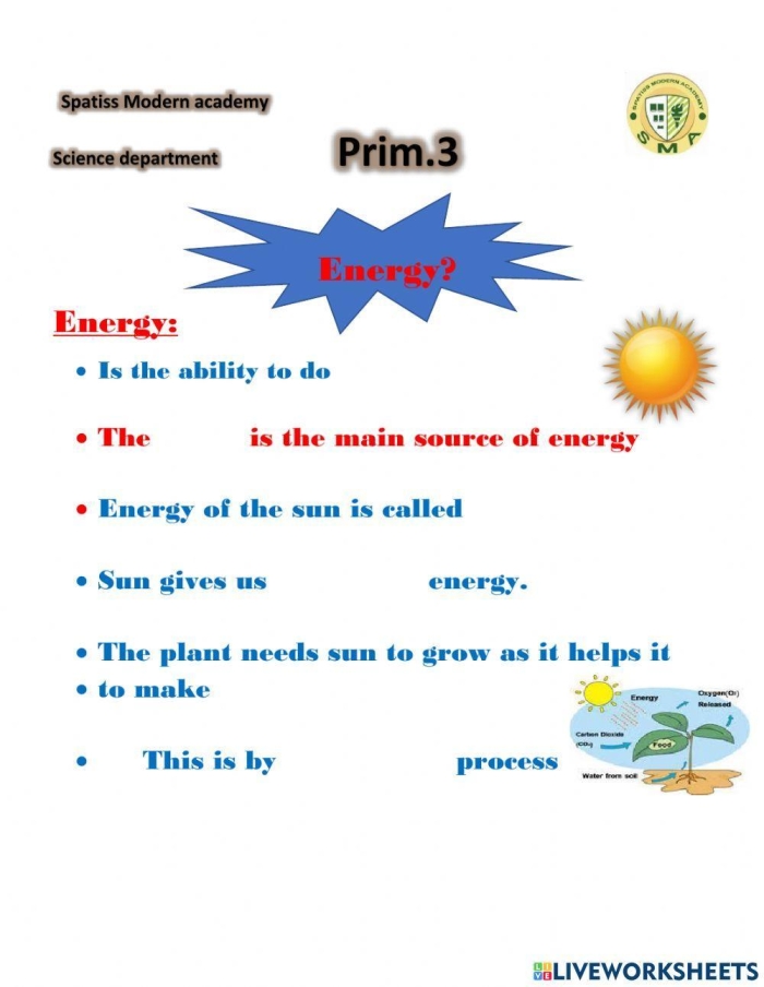 Engaging solar energy worksheet for Earth and Space Science education Worksheet illustrating the concept of solar energy for third graders
