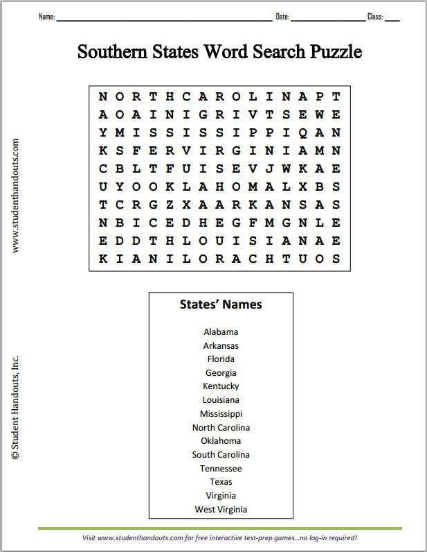 Map-labeling worksheet for third graders to identify the Southern United States