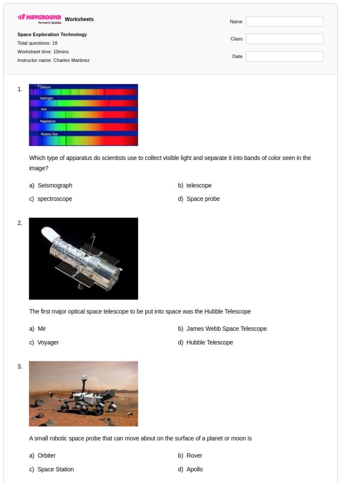 ALT text for a worksheet on Freedom 7, the first manned American space mission for third graders