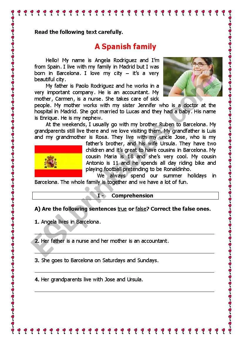Spanish family vocabulary patterns worksheet for third grade students 11 Third grade student practicing vocabulary about family members in Spanish on a patterns worksheet