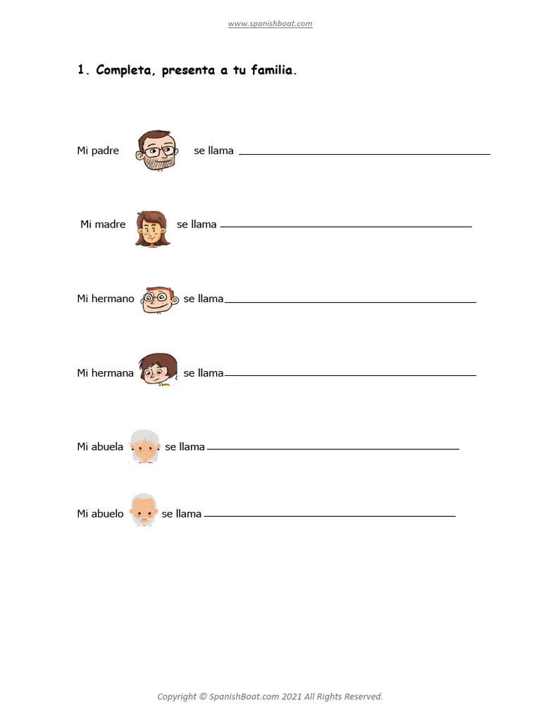 Spanish family vocabulary worksheet for third grade pattern exercises 15 Third grade student completing a bilingual family members pattern worksheet in Spanish