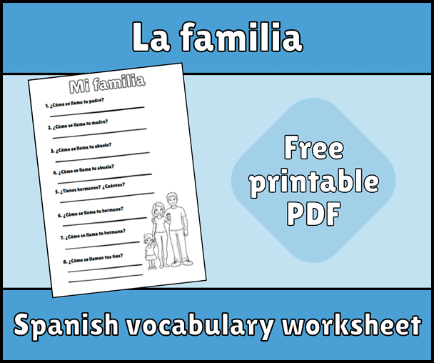 Spanish Family Vocabulary Worksheet for Third Grade Number 8 Third grade students identifying family member vocabulary on a Spanish language patterns worksheet