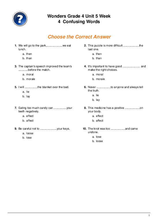 Worksheet featuring a spelling quiz to identify misspelled words for third graders