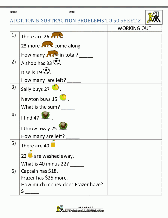 Sports-themed math practice worksheet for addition and subtraction skills Worksheet featuring addition and subtraction word problems related to sports for third graders