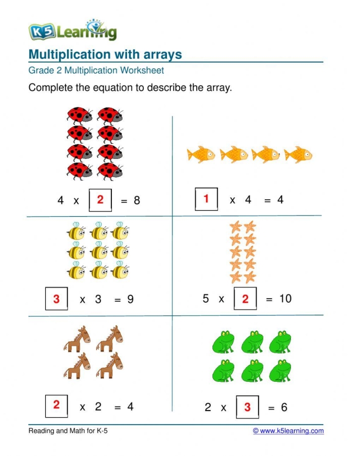 Multiplication Star Arrays Worksheet 7 Third grade math worksheet featuring eleven star array multiplication problems