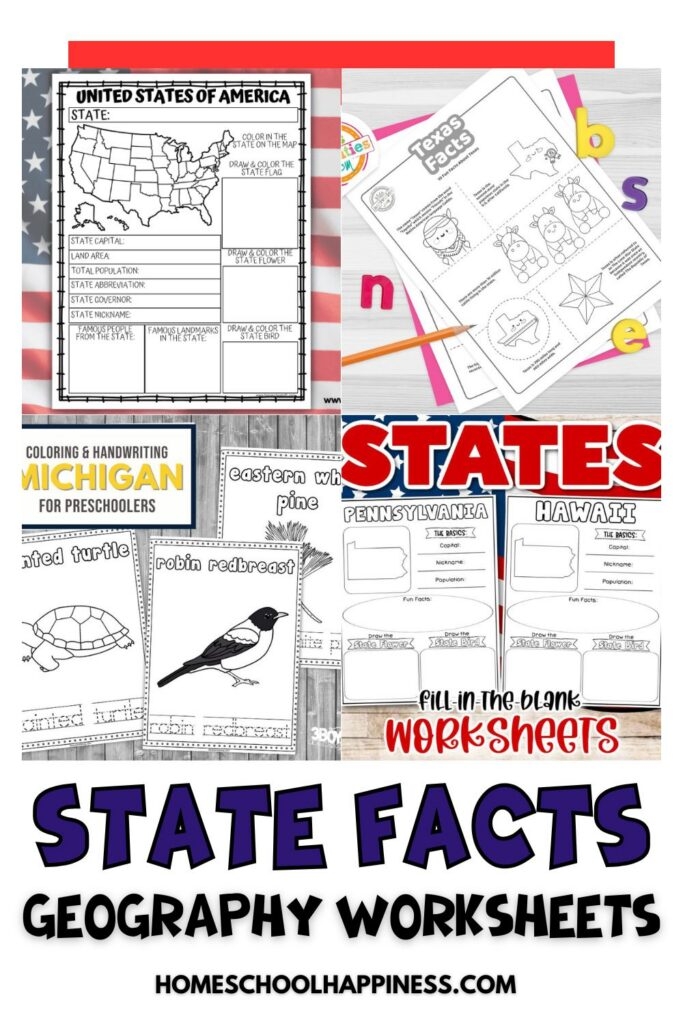 Interactive worksheet for third graders to explore their state's features and history