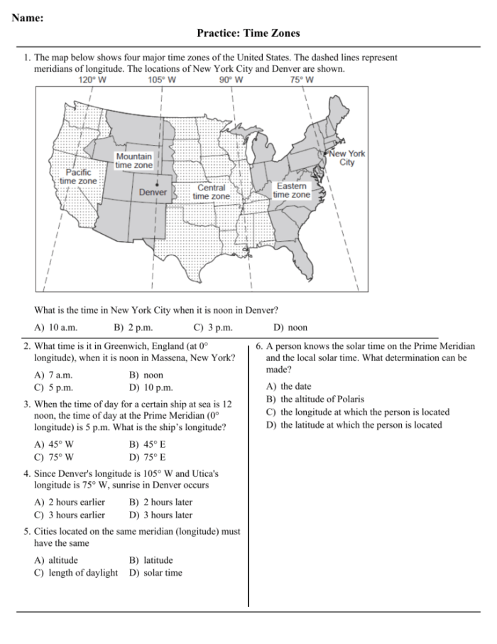 Third grade student working on a 50 states time zones geography worksheet