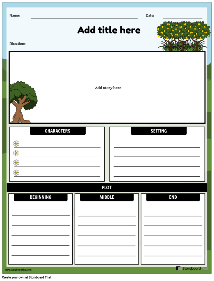 Worksheet for sorting story elements in a phonics activity for third graders