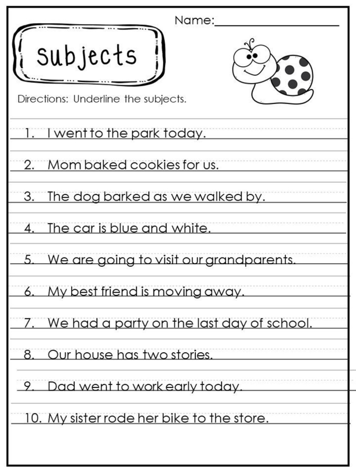 Engaging subject and predicate activity sheet for children to enhance their grammar skills Subject and predicate worksheet for third graders focusing on identifying subjects and predicates in sentences
