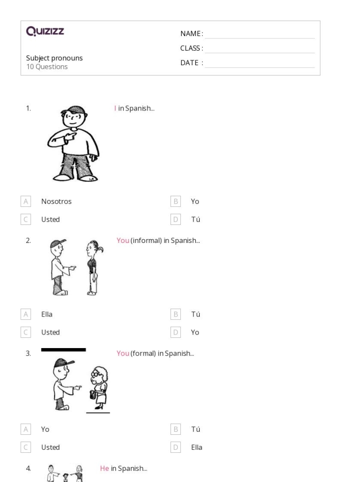 Grammar Basics Subject Pronouns Worksheet 6 Third grade student completing a worksheet on Chinese grammar basics using subject pronouns