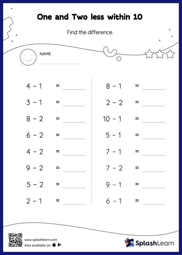 2-Minute Subtraction Worksheet Number Eight Third grade student racing to complete a two-minute subtraction drill worksheet
