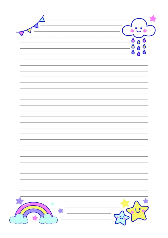 Printable college ruled paper for easy home use and school assignments Lined paper worksheet template for third-grade subtraction practice