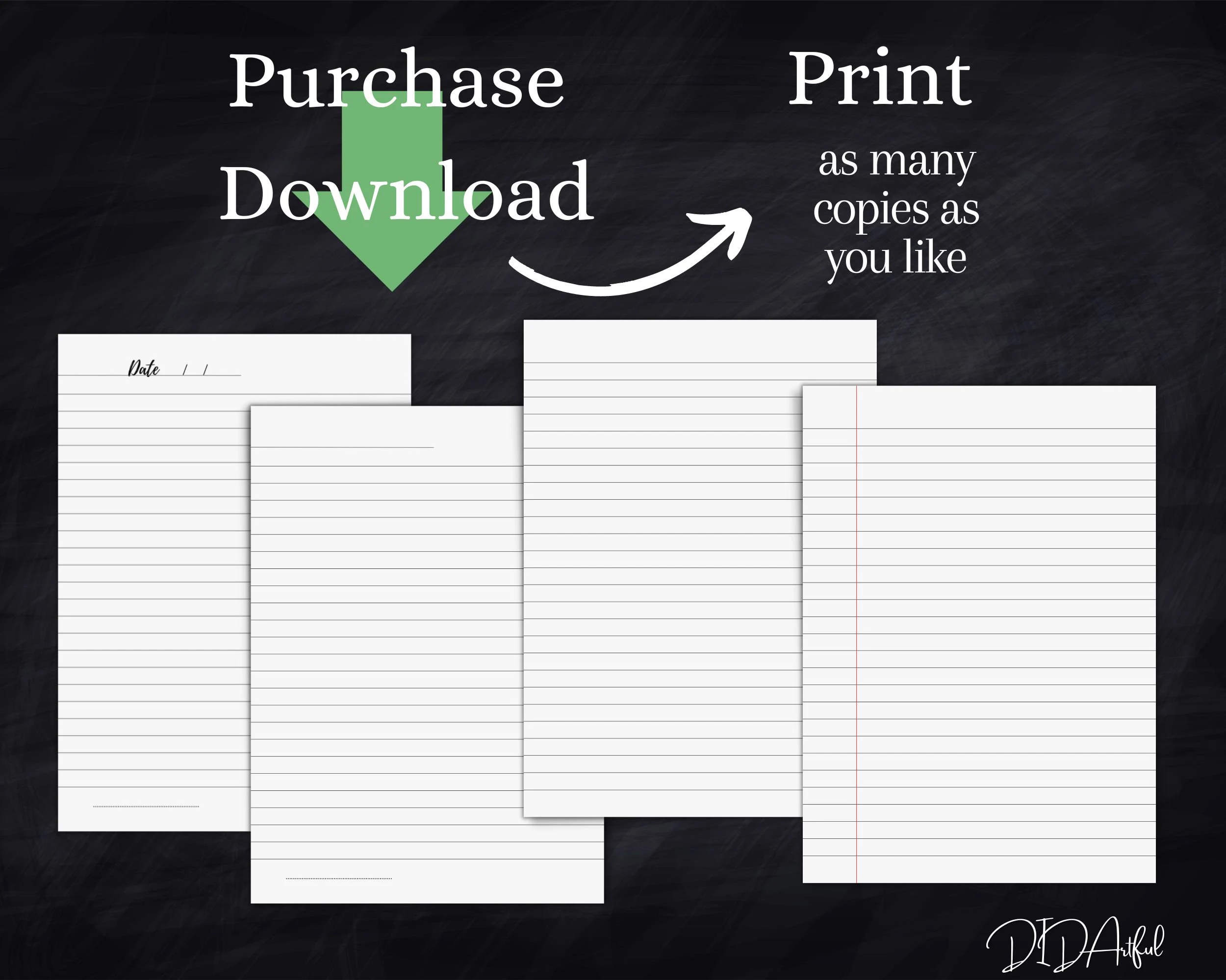 Printable college-ruled paper for easy school year preparation Lined paper worksheet template for third-grade subtraction practice
