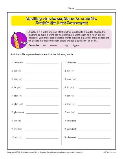 Spelling Rules for Suffixes Worksheet Number Four Third grade students practicing spelling rules for suffixes on a printable worksheet
