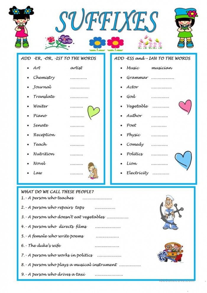 Suffixes worksheet for third graders focusing on understanding word meanings through suffixes. It’s Grammar Time: Suffixes worksheet for enhancing grammar skills.