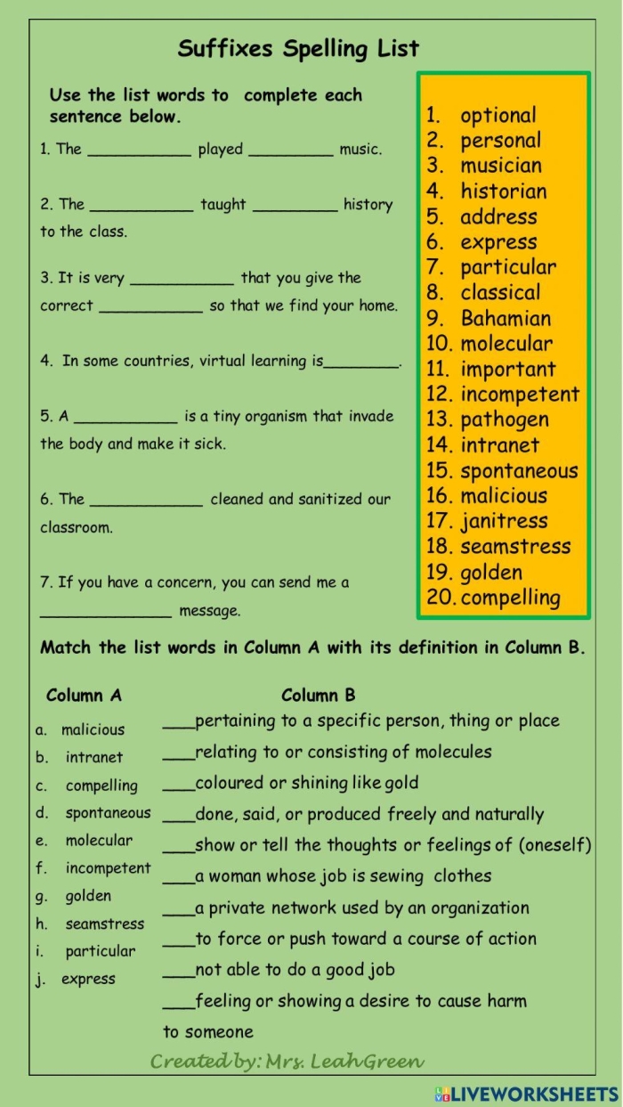 Spelling Rules for Suffixes Worksheet Number 5 for Third Grade Third grade students practice spelling rules for suffixes with this educational worksheet