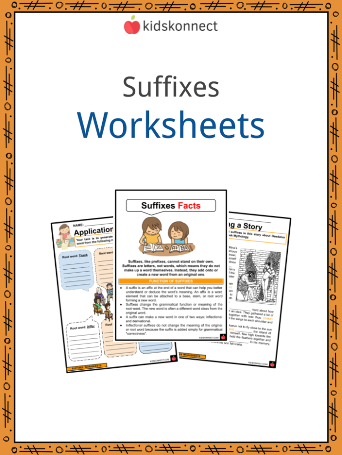 Third grade student completing a Serious about Suffixes reading worksheet