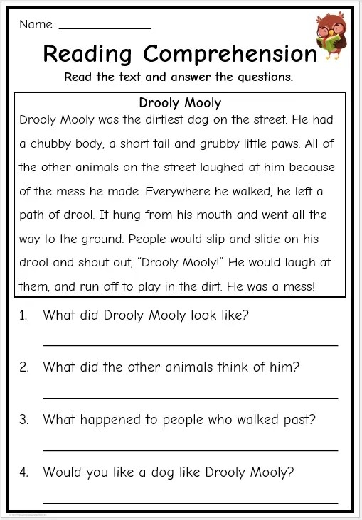 Third grade reading comprehension worksheet about a girl named Mindy celebrating her birthday party with a decorated cake