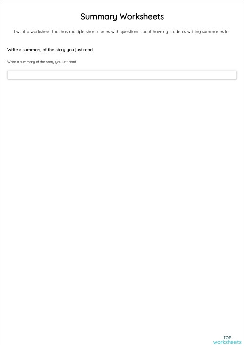Third-grade students engaging with the Short and Sweet Summaries worksheet using the "Somebody Wanted But So Then" method