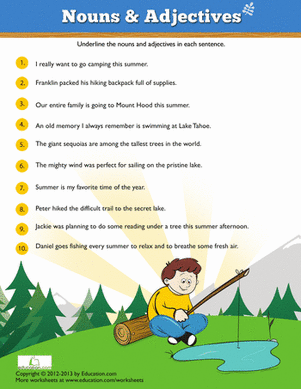 Summer Grammar worksheet featuring engaging activities for third graders