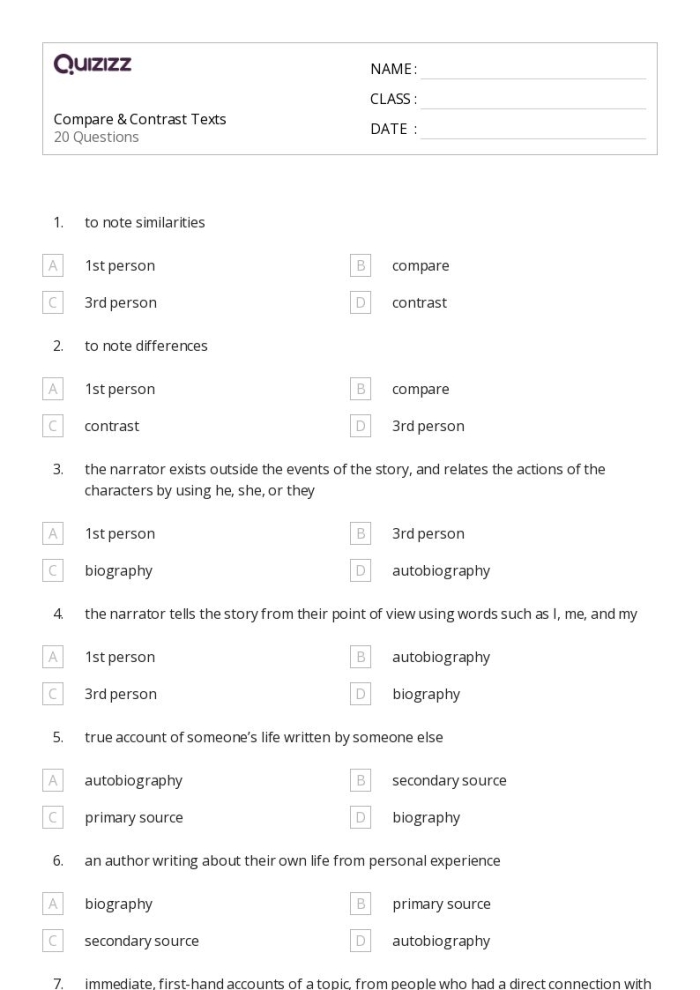 Worksheet for third graders comparing two nonfiction texts about the influence of the sun