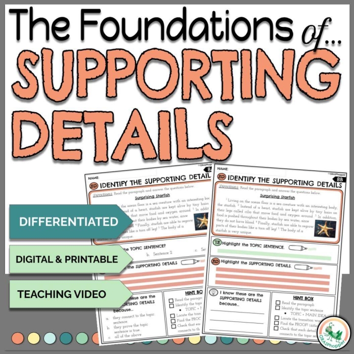 Worksheet for adding relevant supporting details for third graders