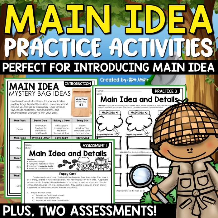 Worksheet for third graders focusing on adding relevant supporting details to main ideas