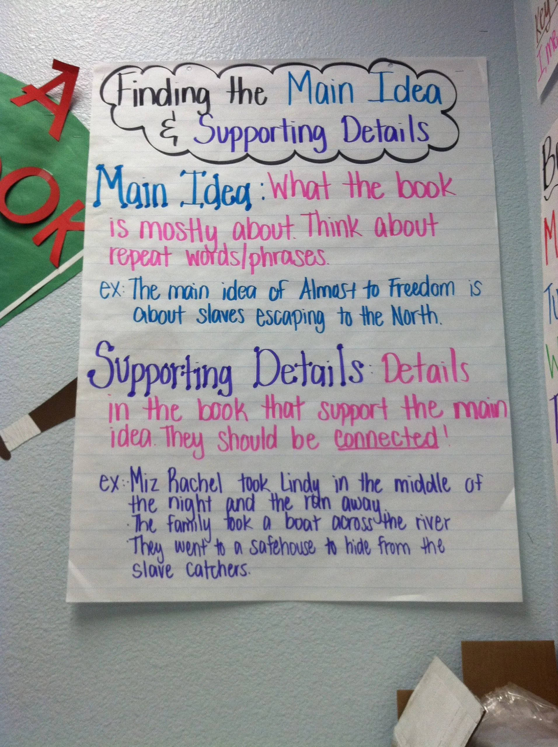 Writing Workout Supporting the Main Idea Worksheet Page Two Third grade student completing a writing exercise to identify and write sentences that support a main idea