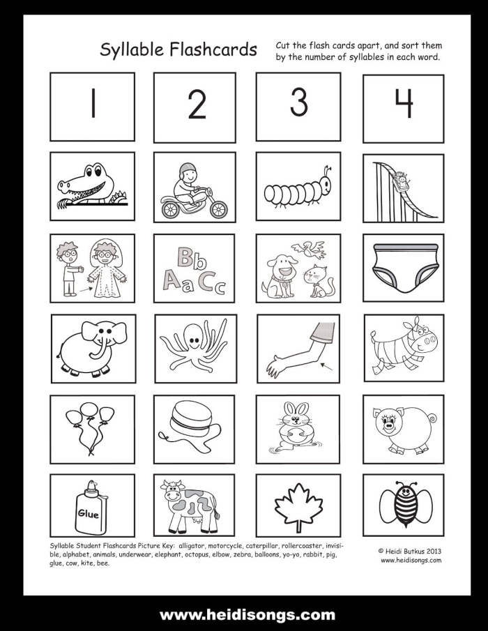 Syllable Practice Count the Syllables worksheet number 13 with word sorting columns Third grade worksheet showing words with syllable counting exercise and alphabetical ordering activity for image thirteen