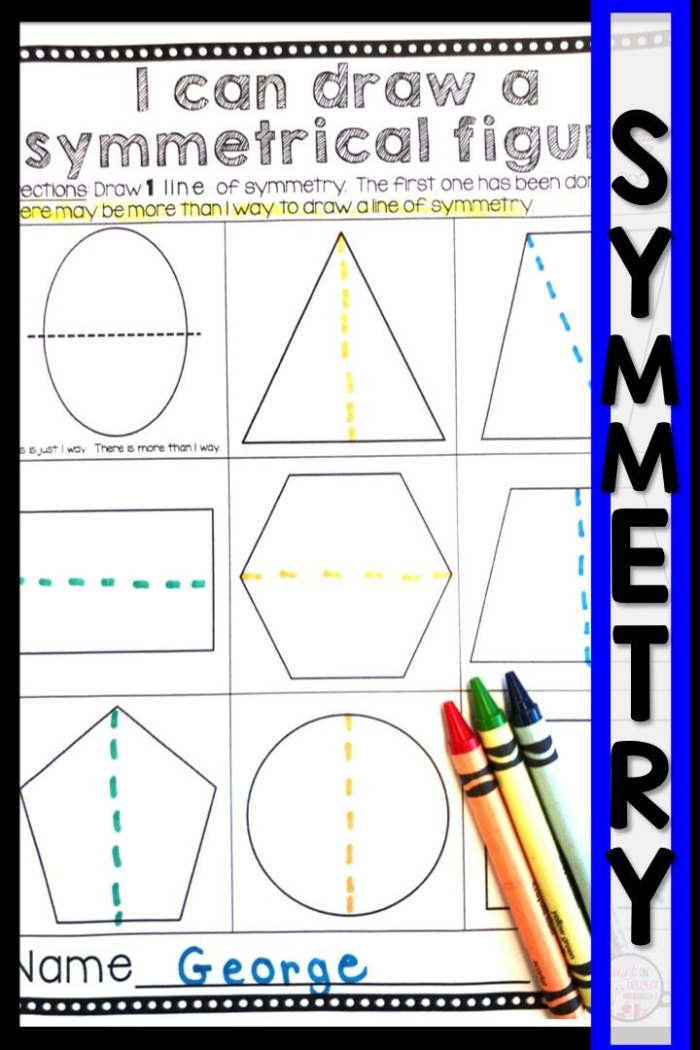 Printable symmetry practice worksheet for third grade geometry lesson three Third grade math worksheet featuring various geometric shapes for students to identify symmetry and draw lines of symmetry
