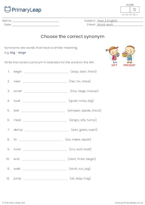 Find the Synonym worksheet for grade three students image 13 Third grade student practicing synonym matching on an algebra themed worksheet