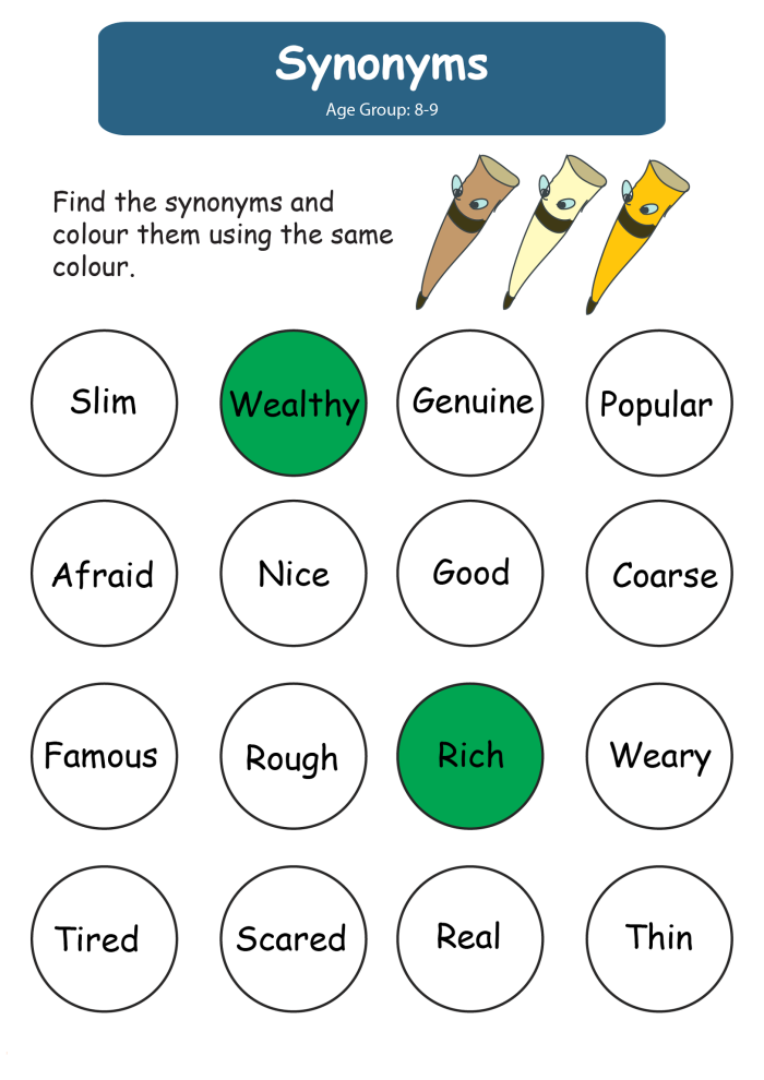 Worksheet featuring synonyms for geometry vocabulary in a fun activity for third graders