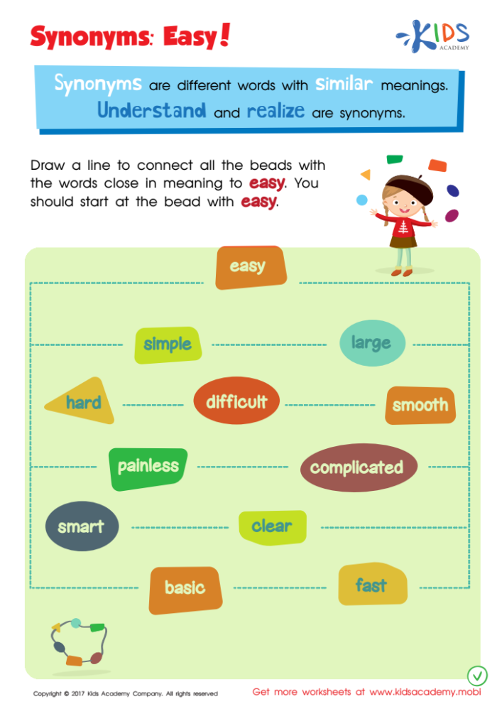 Third grade geometry worksheet featuring synonyms for vocabulary practice