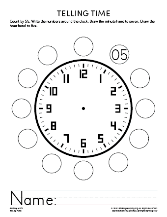 Worksheet for practicing dates and telling time for third graders